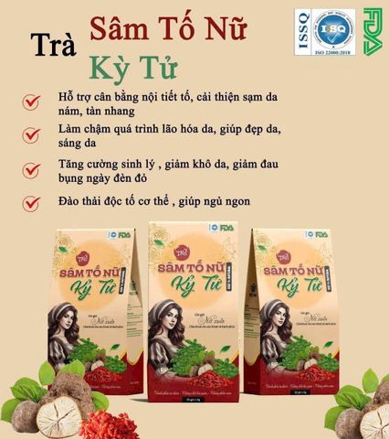 ( MUA 2 TẶNG 1) Trà Sâm Tố Nữ kỷ Tử Giúp Giảm Nám, Tàn Nhang, Đẹp Da, Cân bằng nội tiết tố