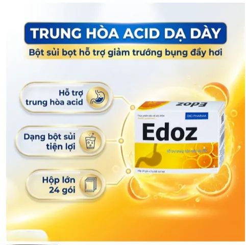 Bột sủi bọt hỗ trợ trung hòa acid dạ dày Edoz DHG (24 gói x 2g)