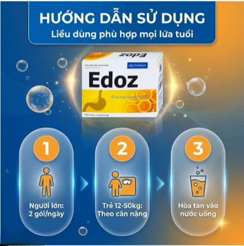 Bột sủi bọt hỗ trợ trung hòa acid dạ dày Edoz DHG (24 gói x 2g)