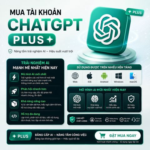 Tài Khoản Riêng Tư ChatGPT Plus 1 Tháng  & Pro (GPT-5.6)