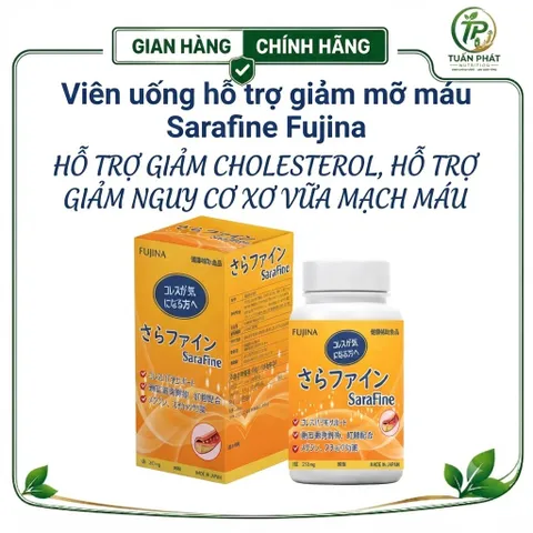Viên Uống Sarafine Fujina - Hỗ Trợ Giảm Mỡ Máu, Kiểm Soát Cholesterol, Bảo Vệ Tim Mạch - Hộp 80 Viên Nhật Bản