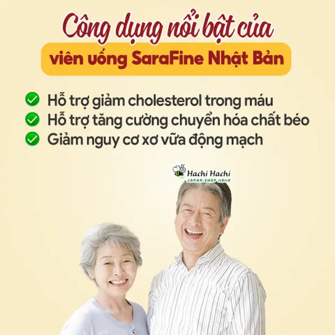 Viên Uống Sarafine Fujina - Hỗ Trợ Giảm Mỡ Máu, Kiểm Soát Cholesterol, Bảo Vệ Tim Mạch - Hộp 80 Viên Nhật Bản
