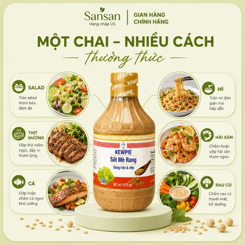 Sốt Mè Rang Kewpie Roasted Sesame Dressing & Marinade 887ml Chai Nước Sốt Salad Ướp Thịt-USA