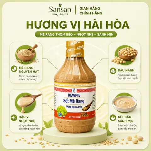 Sốt Mè Rang Kewpie Roasted Sesame Dressing & Marinade 887ml Chai Nước Sốt Salad Ướp Thịt-USA