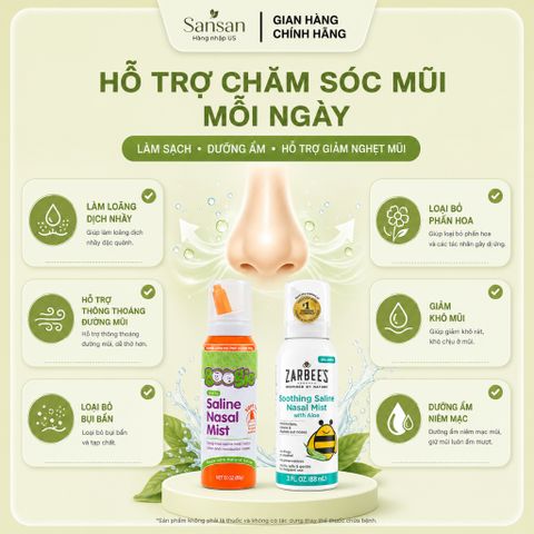 Xịt Mũi Saline Zarbee's Aloe 88ml Boogie Saline 89g Dưỡng Ẩm Vệ Sinh Mũi