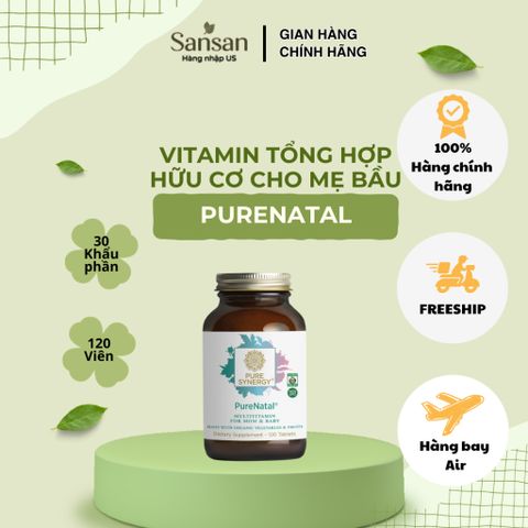 Pure Synergy PureNatal Prenatal Multivitamin 120 Viên - Vitamin Tổng Hợp Cho Bà Bầu, MTHF, Choline, Sắt, Vitamin C Hữu C