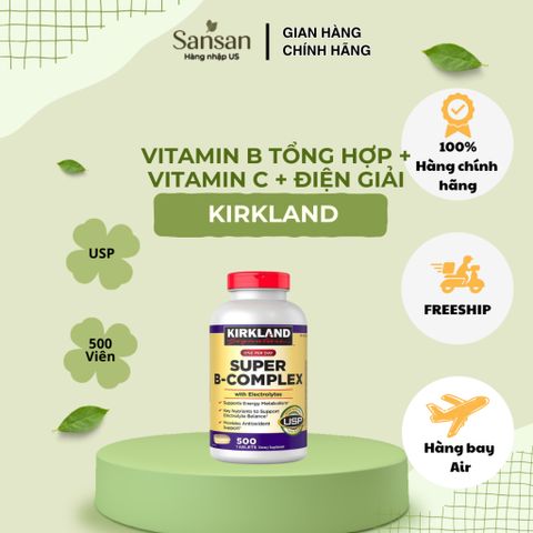 Viên Uống Vitamin B Tổng Hợp Kirkland Signature Super B-Complex With Electrolytes 500 Viên Bổ Sung Vitamin B & Vitamin C