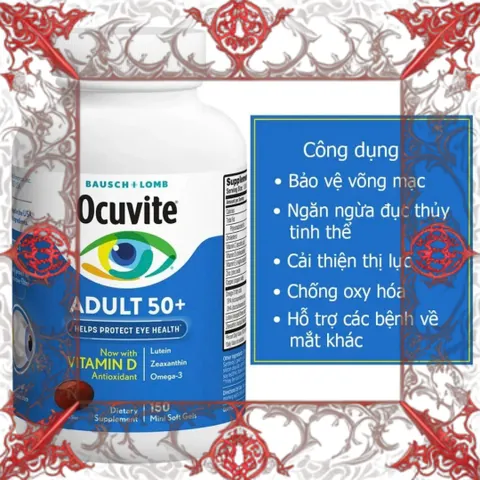 (Loại Tốt) Viên uống Ocuvite Adult 50+ (150 viên) Hỗ trợ sức khỏe mắt cho người trên 50 tuổi, chống lão hóa và bảo vệ thị lực Đầy Đủ