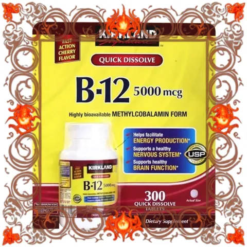 (Bản Mới) Viên uống bổ sung Vitamin B12 5000 mcg Kirkland (300 viên) Tăng cường năng lượng và sức khỏe hệ thần kinh chính hãng Chính Hãng