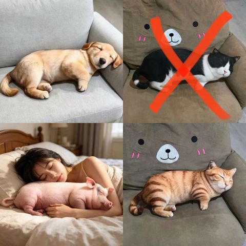 Thú nhồi bông hình heo (lợn), cún và mèo