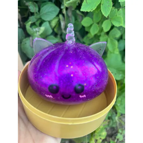 Squishy bánh bao trân châu kim tuyến (có tai mèo)