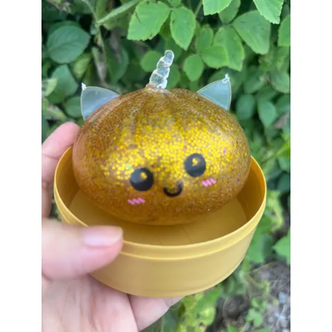 Squishy bánh bao trân châu kim tuyến (có tai mèo)
