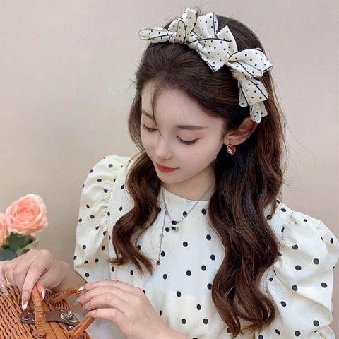 Cài tóc nữ hoạ tiết nơ chấm bi siêu thanh lịch, dịu dàng, trang nhã