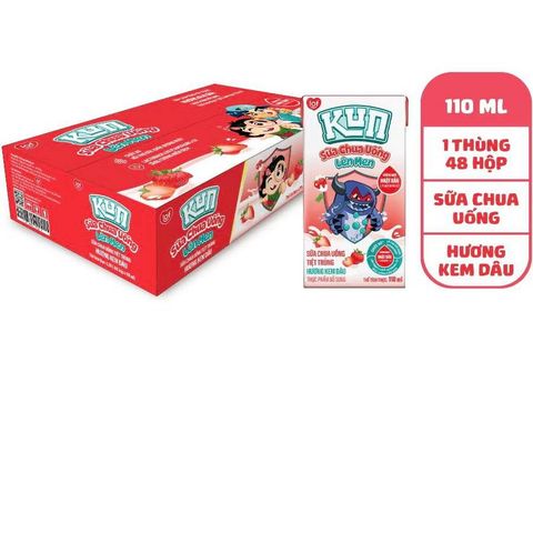 Sữa chua uống Kun vị Kem Dâu thùng 48 hộp x 110ml 783082