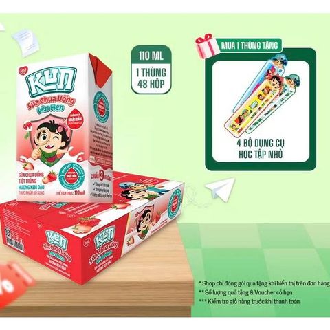 Sữa chua uống Kun vị Kem Dâu thùng 48 hộp x 110ml 783082