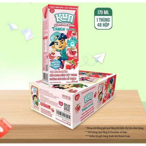 Sữa chua uống Kun vị Kem Dâu thùng 48 hộp x 110ml 783082