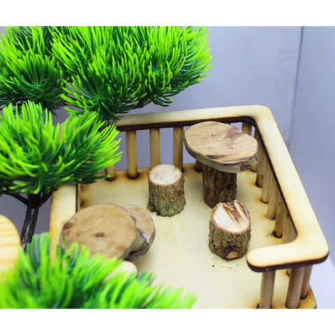 Nhà gỗ tổ chim có tầng trang trí hoặc nhà thú cưng