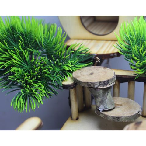 Nhà gỗ tổ chim có tầng trang trí hoặc nhà thú cưng