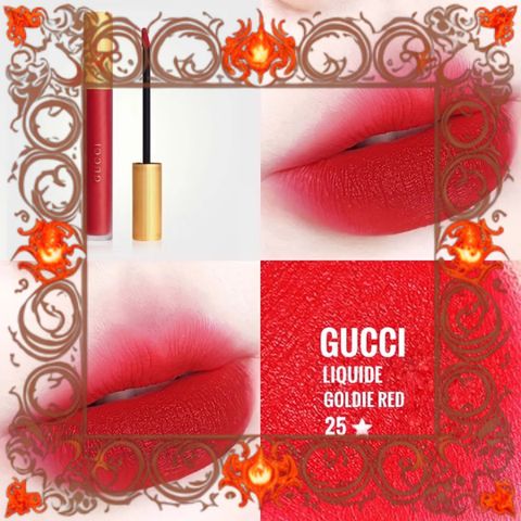 (Loại Tốt) Son Kem Gucci Rouge Liquid Matte 25 Goldie Red 6.5ml Đỏ Tươi Rực Rỡ, Chất Son Mịn Lâu Trôi, Chính Hãng Từ Gucci Chính Hãng