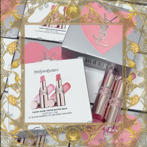 (Loại Tốt) Set 2 Son Dưỡng Yves Saint Laurent YSL Candy Glow 44B Nude Lavalliere & 1B Pink Sunrise Mềm Mại & Tự Nhiên Cho Môi Đầy Đủ