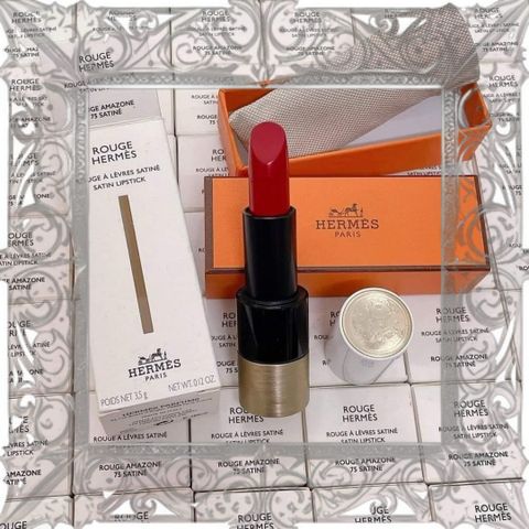 (Cao Cấp) Son Hermès Matte Lipstick Engraved Limited Edition 75 Rouge Amazone Son Môi Đỏ Cam Sang Trọng Chính Hãng, Độc Đáo và Quyến Rũ Chính Hãng