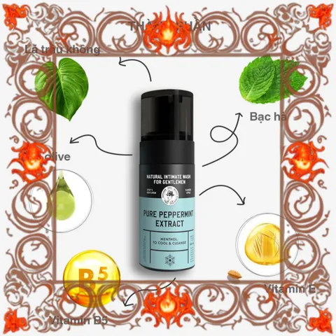 (Chính Hãng) Dung dịch vệ sinh nam dạng bọt Shell Pure Peppermint Extract 100ml Hương bạc hà tươi mát, sạch sẽ, tự tin mỗi ngày Cao Cấp