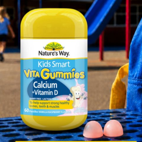 Kẹo gum dẻo Nature's Way Kids Smart Gummies Calcium + Vitamin D |60 viên| Tăng trưởng phát triển hệ xương & chiều cao cho trẻ từ 2 - 11 tuổi [S/P Chuẩn Úc]