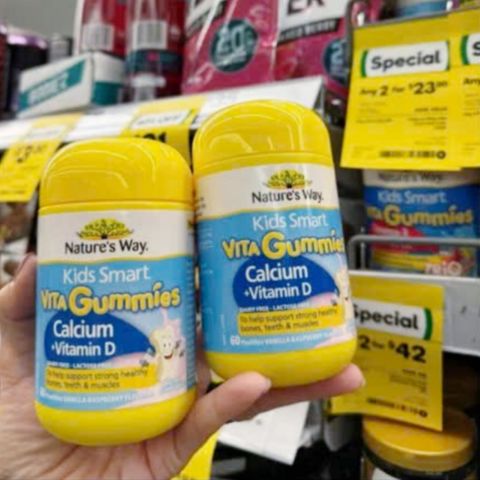 Kẹo gum dẻo Nature's Way Kids Smart Gummies Calcium + Vitamin D |60 viên| Tăng trưởng phát triển hệ xương & chiều cao cho trẻ từ 2 - 11 tuổi [S/P Chuẩn Úc]