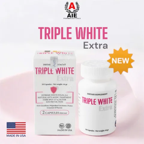 Viên Uống Triple White Trắng Da - Giải Pháp Chống Nắng, Giảm Sạm Nám & Lão Hóa Da Hộp 50 Viên Nhập Khẩu USA