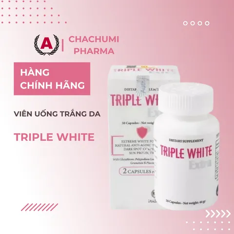 Viên Uống Triple White Trắng Da - Giải Pháp Chống Nắng, Giảm Sạm Nám & Lão Hóa Da Hộp 50 Viên Nhập Khẩu USA