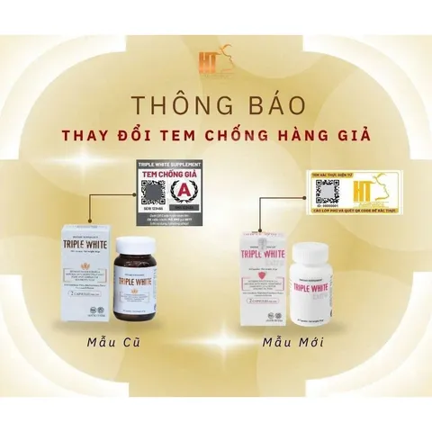Viên Uống Triple White Trắng Da - Giải Pháp Chống Nắng, Giảm Sạm Nám & Lão Hóa Da Hộp 50 Viên Nhập Khẩu USA