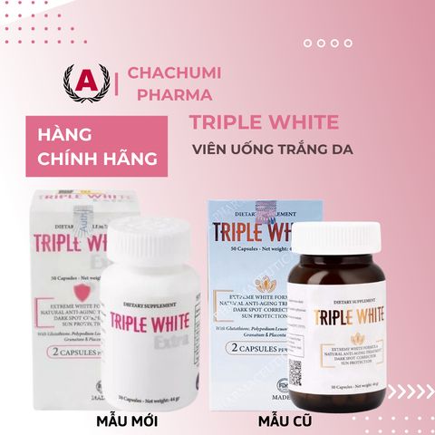 Viên Uống Triple White Trắng Sáng Da - Giảm Thâm, Chống Nắng, Bổ Sung Glutathione và Chiết Xuất Dương Xỉ Cho Da Khỏe Mạnh