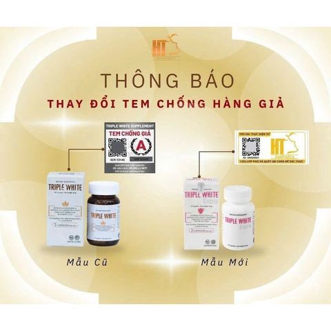Viên Uống Triple White Trắng Sáng Da - Giảm Thâm, Chống Nắng, Bổ Sung Glutathione và Chiết Xuất Dương Xỉ Cho Da Khỏe Mạnh