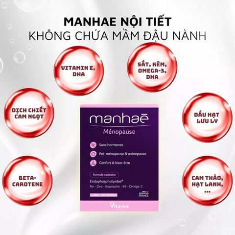 (Hàng nhập khẩu) Viên uống nội tiết Nutrisante Manhae cho phụ nữ tiền mãn kinh - Hỗ Trợ Nội Tiết Tố Nữ, Giảm Bốc Hỏa, Khó Ngủ, Mệt Mỏi