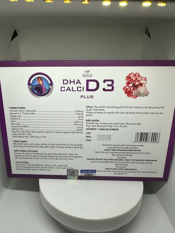 Dha calci d3 plus hp gold - Bổ sung canxi, phát triển chiều cao, giảm nguy cơ loãng xương, còi xương (H/ 2 lọ x 30 viên)