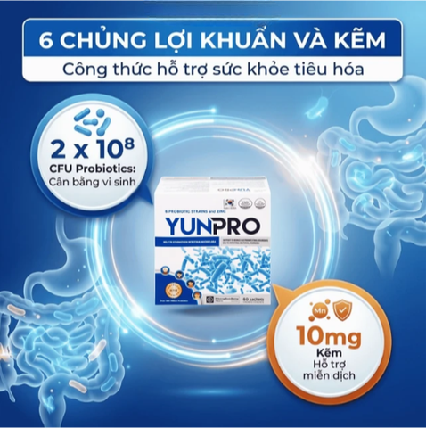 Men vi sinh bổ sung lợi khuẩn đường ruột Yunpro (60 gói x 2g)