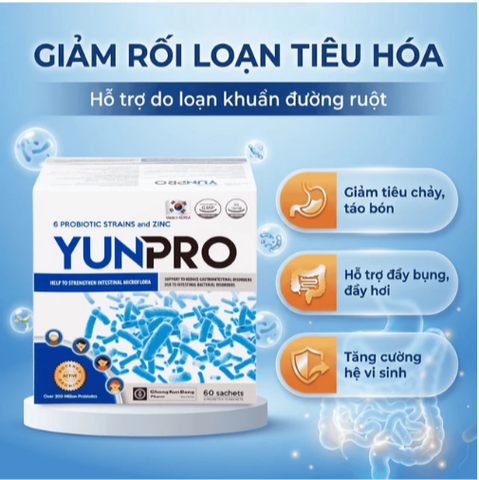 Men vi sinh bổ sung lợi khuẩn đường ruột Yunpro (60 gói x 2g)