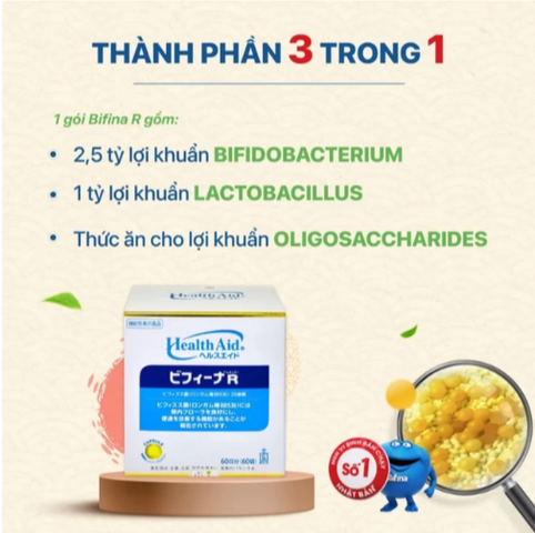 Men vi sinh bổ sung lợi khuẩn cho hệ tiêu hóa Bifina R Health Aid (20 gói)
