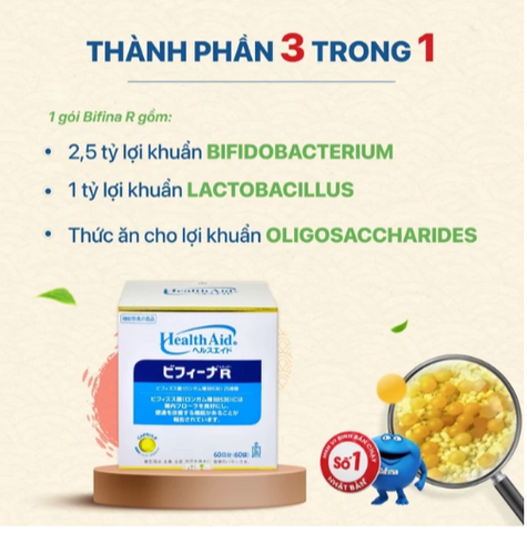 Men Vi Sinh Bifina R Health Aid 60 Gói - Hỗ Trợ Tiêu Hóa, Bổ Sung Lợi Khuẩn Đường Ruột