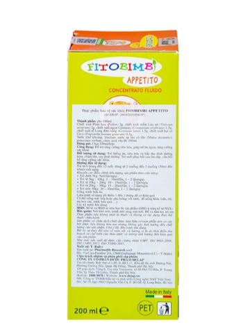 Siro hỗ trợ giúp trẻ ăn ngon Fitobimbi Appetito (200ml)
