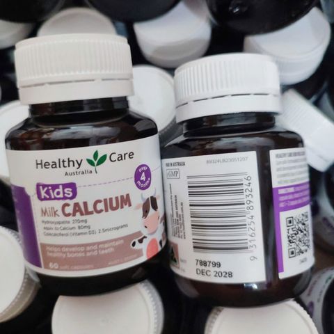 Healthy Care Kids Milk Calcium |60 viên| Bổ sung Calci sữa - Tăng cường sức khỏe xương/răng/cơ bắp cho trẻ từ 4 tháng tuổi trở lên - S/P Chuẩn Úc