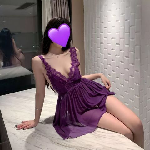 Váy Ngủ Sexy Ren Xuyên Thấu Dáng Xoè Đáng Yêu Gợi Cảm Đầm Tiểu Thư Xẻ Sau Hở Lưng Kèm Chip Xinh Quyến Rũ - N281 Tím