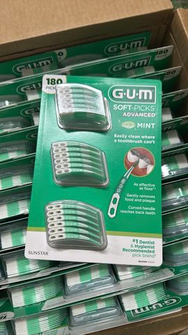 set Tăm xỉa răng cao su mềm mại Sunstar GUM soft picks Sunstar chuẩn Mỹ dentist mint bạc hà tăm nha khoa răng niềng răng sứ