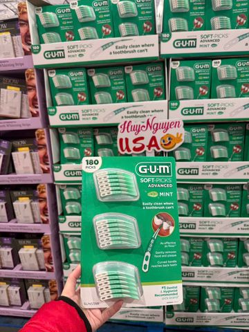 set Tăm xỉa răng cao su mềm mại Sunstar GUM soft picks Sunstar chuẩn Mỹ dentist mint bạc hà tăm nha khoa răng niềng răng sứ