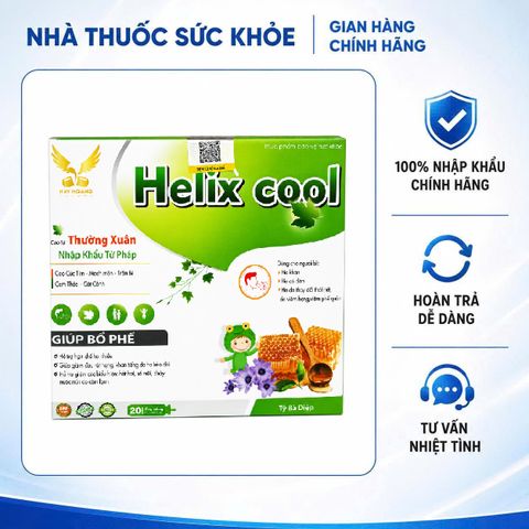 Siro Hỗ Trợ Bổ Phế Helix Cool - Giảm Ho, Dễ Uống Cho Người Lớn & Trẻ Em Từ 6 Tháng Tuổi, Hộp 20 Ống 10ml