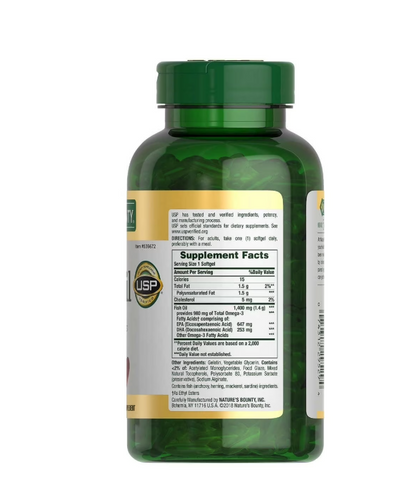 Viên Uống Dầu Cá Nature’s Bounty Fish Oil 1200mg - Omega-3 Dinh Dưỡng Hằng Ngày, Dễ Uống, Mỹ