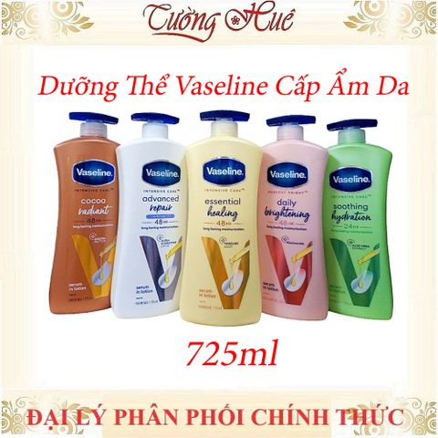 Dưỡng Thể Vaseline 725ml - Sữa Dưỡng Trắng Da, Ngăn Ngừa Khô Ráp, Giúp Da Mềm Mịn, Nhiều Mùi Hương Tùy Chọn