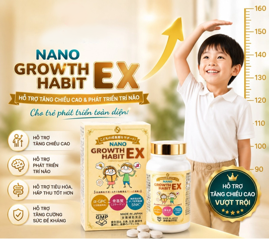 (Hàng nhập khẩu) Viên uống Nano Habit EX hỗ trợ phát triển chiều cao và trí não cho trẻ - Dinh dưỡng toàn diện, hương cacao thơm ngon, dễ uống.