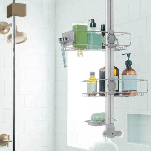 Giá để dụng cụ nhà tắm Caddy Simplehuman loại treo vách kính, không cần khoan đục