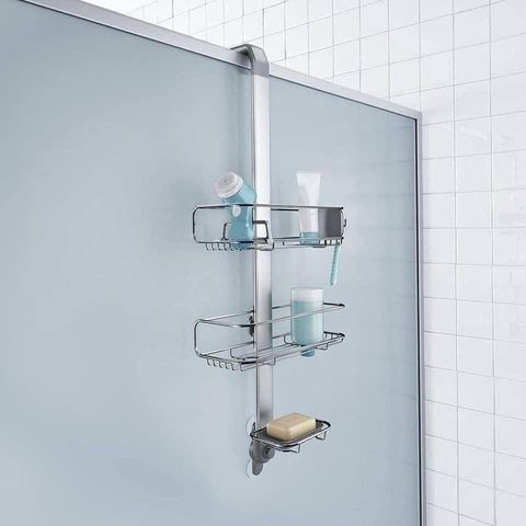 Giá để dụng cụ nhà tắm Caddy Simplehuman loại treo vách kính, không cần khoan đục